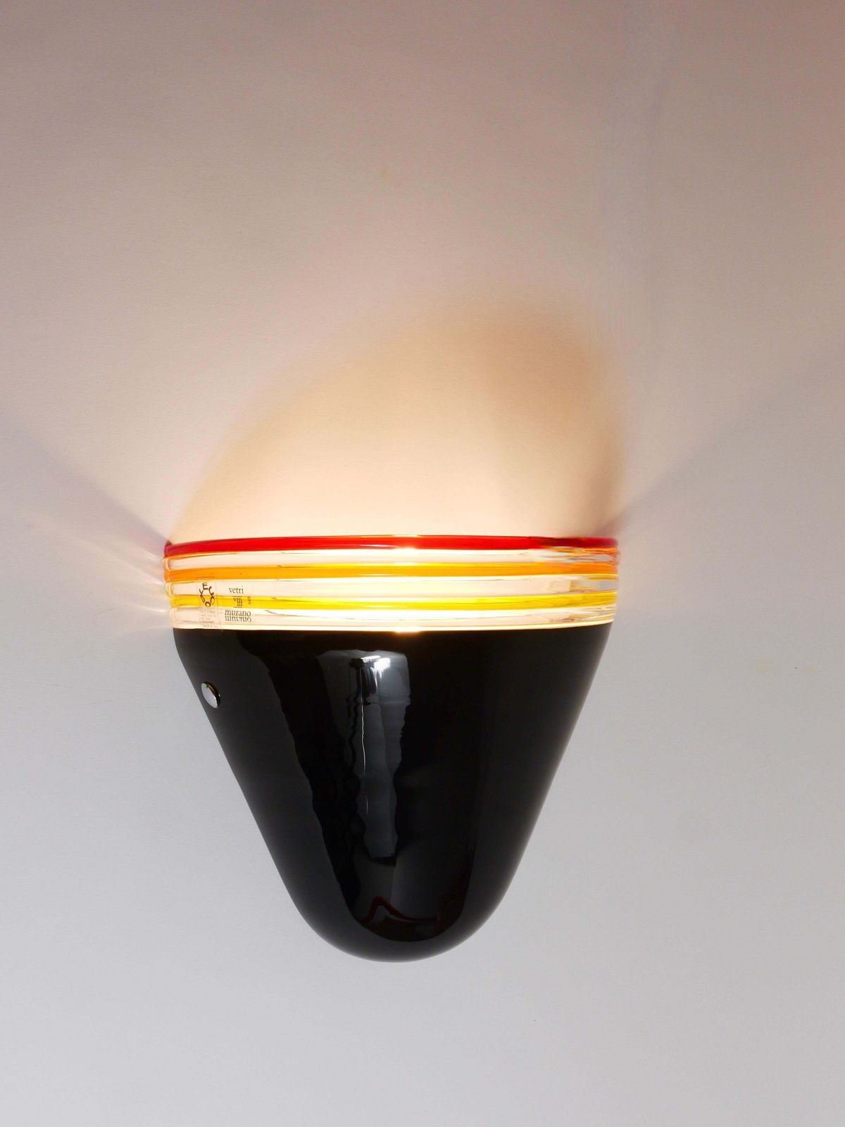 Roberto Pamio Febo Wall Lamp Sconce, Black Murano Glass, Leucos, Italy, 1980s photo Lighting