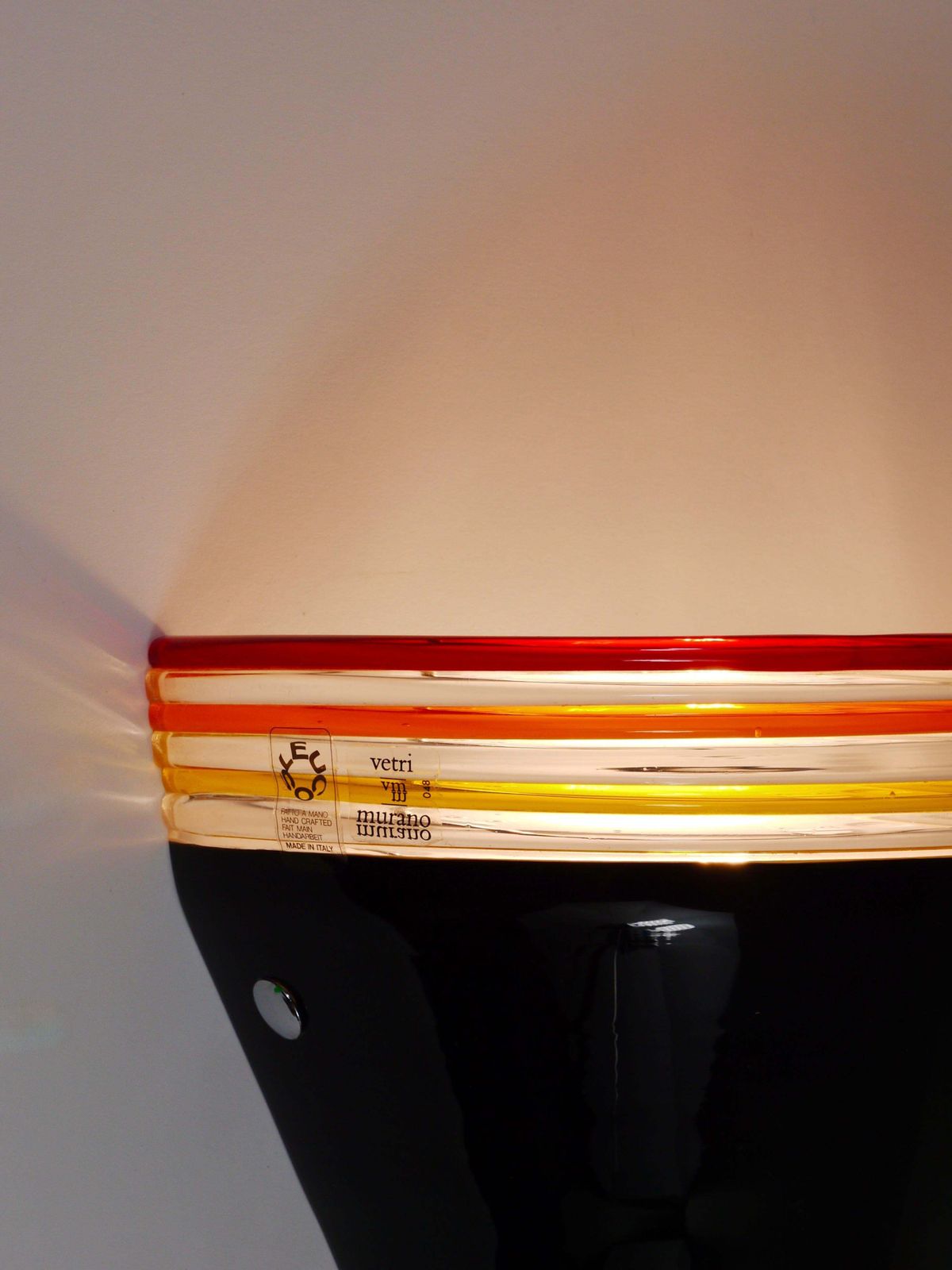 Roberto Pamio Febo Wall Lamp Sconce, Black Murano Glass, Leucos, Italy, 1980s photo 1020.0