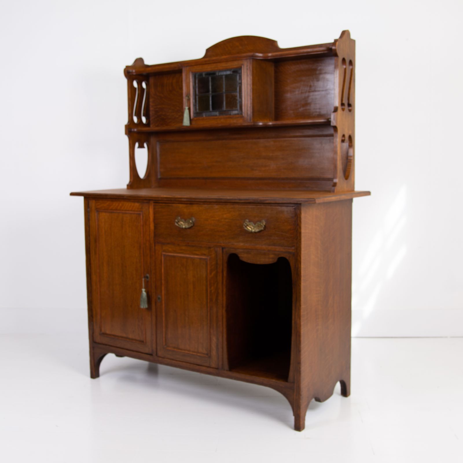 Furniture English Arts And Crafts Oak Cabinet 1910 photo