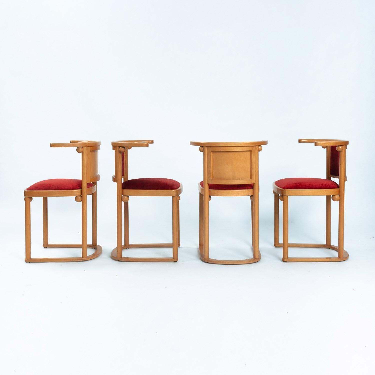 Art Nouveau Josef Hoffmann Fledermaus Dining Chairs, Austria, 1900s, Set Of 4 photo furniture
