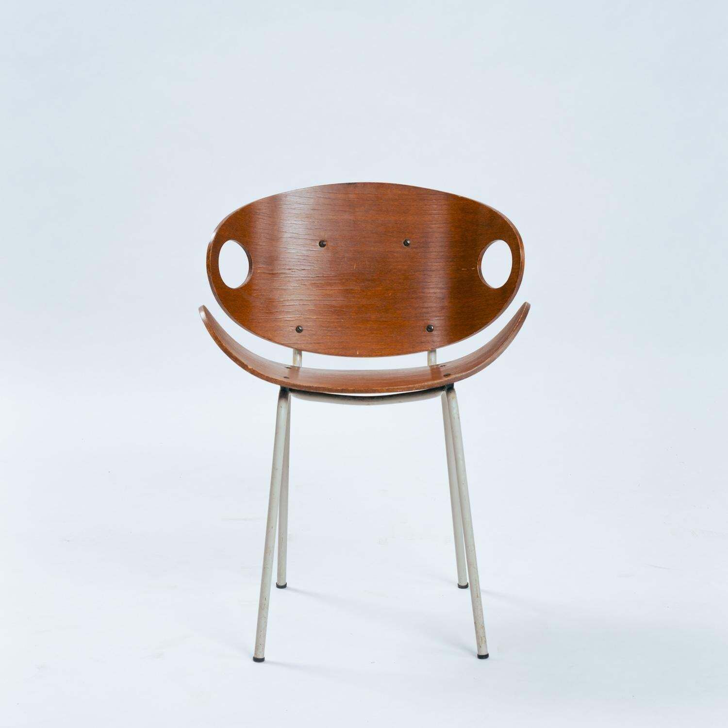 Modernist Olof Kettunen Chair And Stool For Merivaara In Plywood, Finland 1950s photo for sale