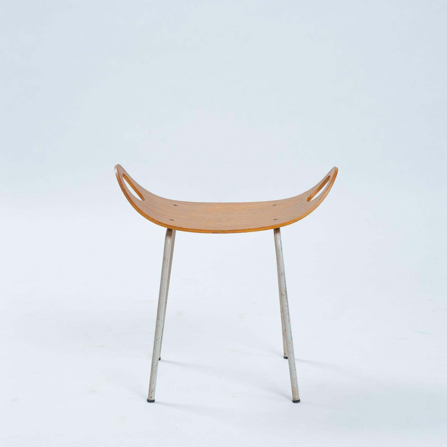 Modernist Olof Kettunen Chair And Stool For Merivaara In Plywood, Finland 1950s photo 3924.0