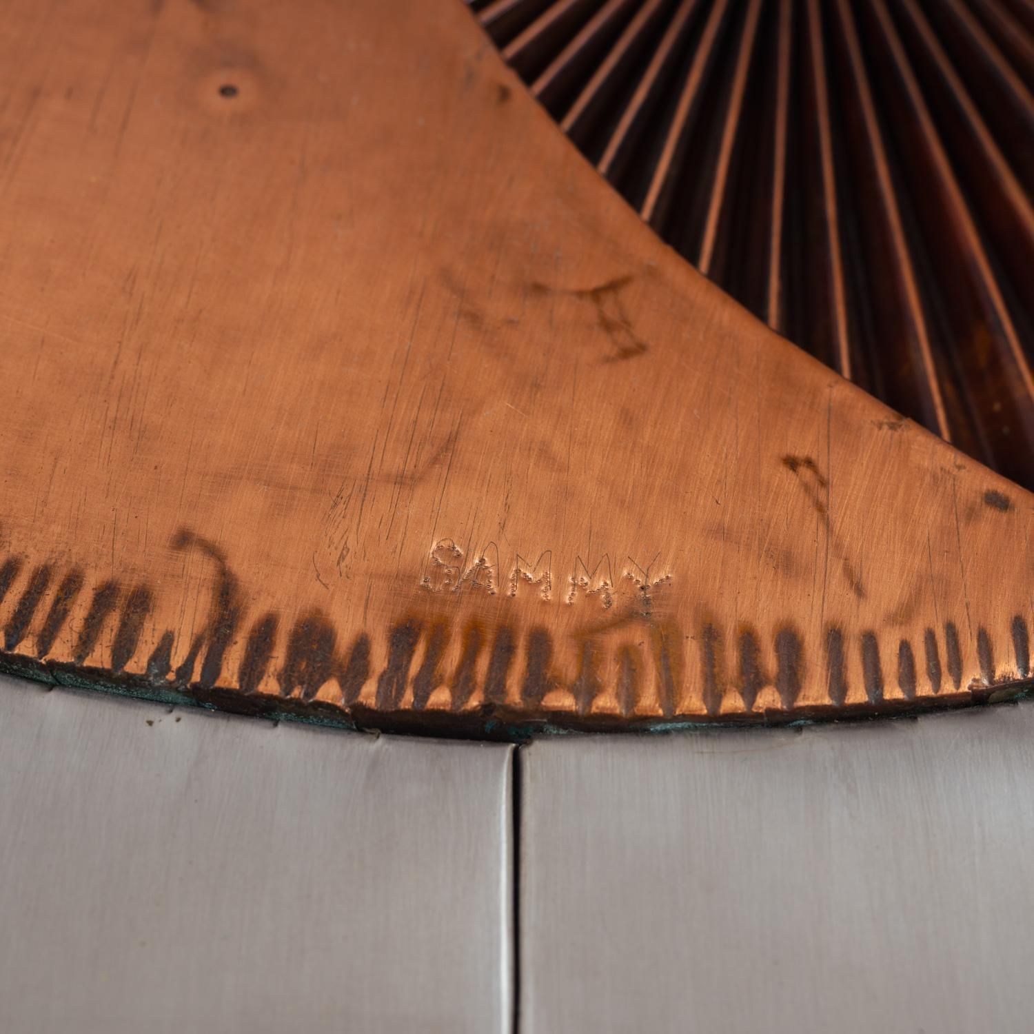 photo buy Brutalist Midcentury Modern Metal Copper Artwork By Sammy Tsui, 1970s
