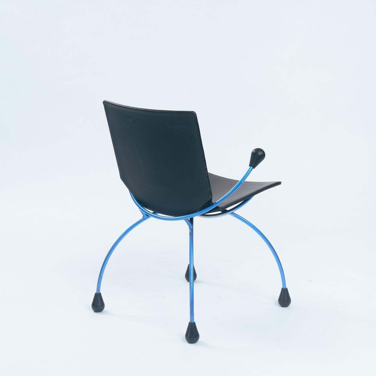 Dutch Spider Sidechair In Blue Steel And Leather And By Boonzaaijer & Mazairac photo 427.0