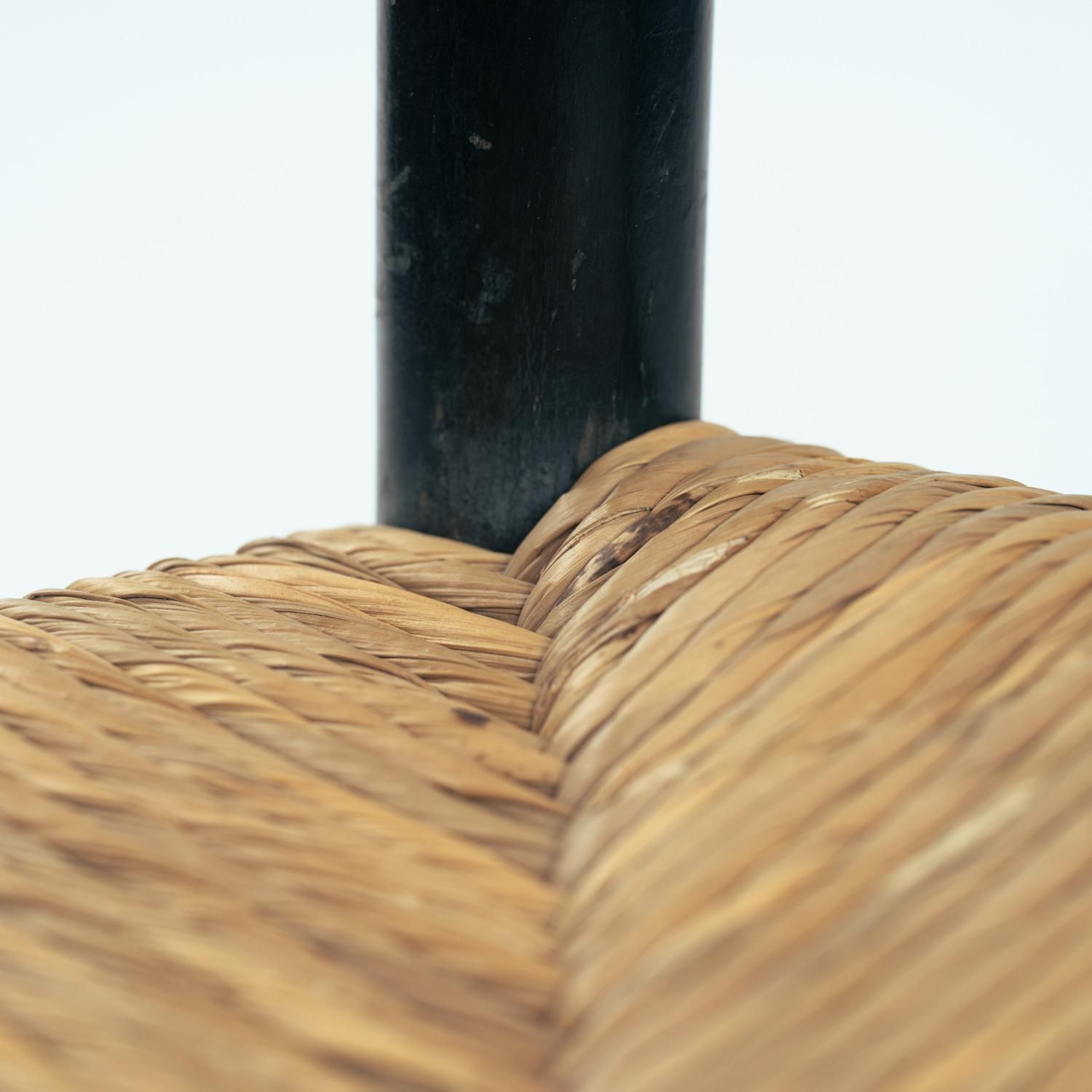 photo furniture Chiavari Italian Gio Ponti Style Ebonised Straw Highback Chair, 1950s
