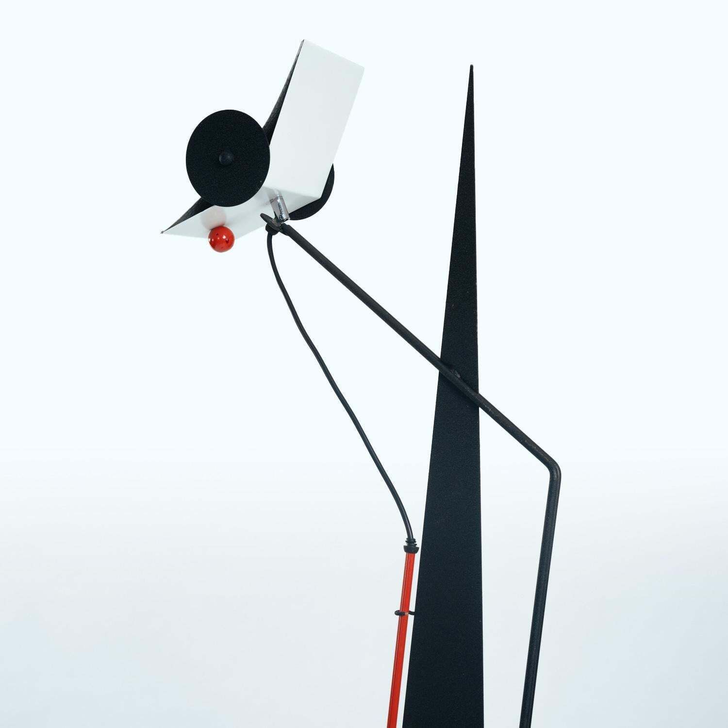 Postmodern Red Black White Floor Lamp, Xl, Neukro Menden, Memphis Germany 1980s photo 994.0