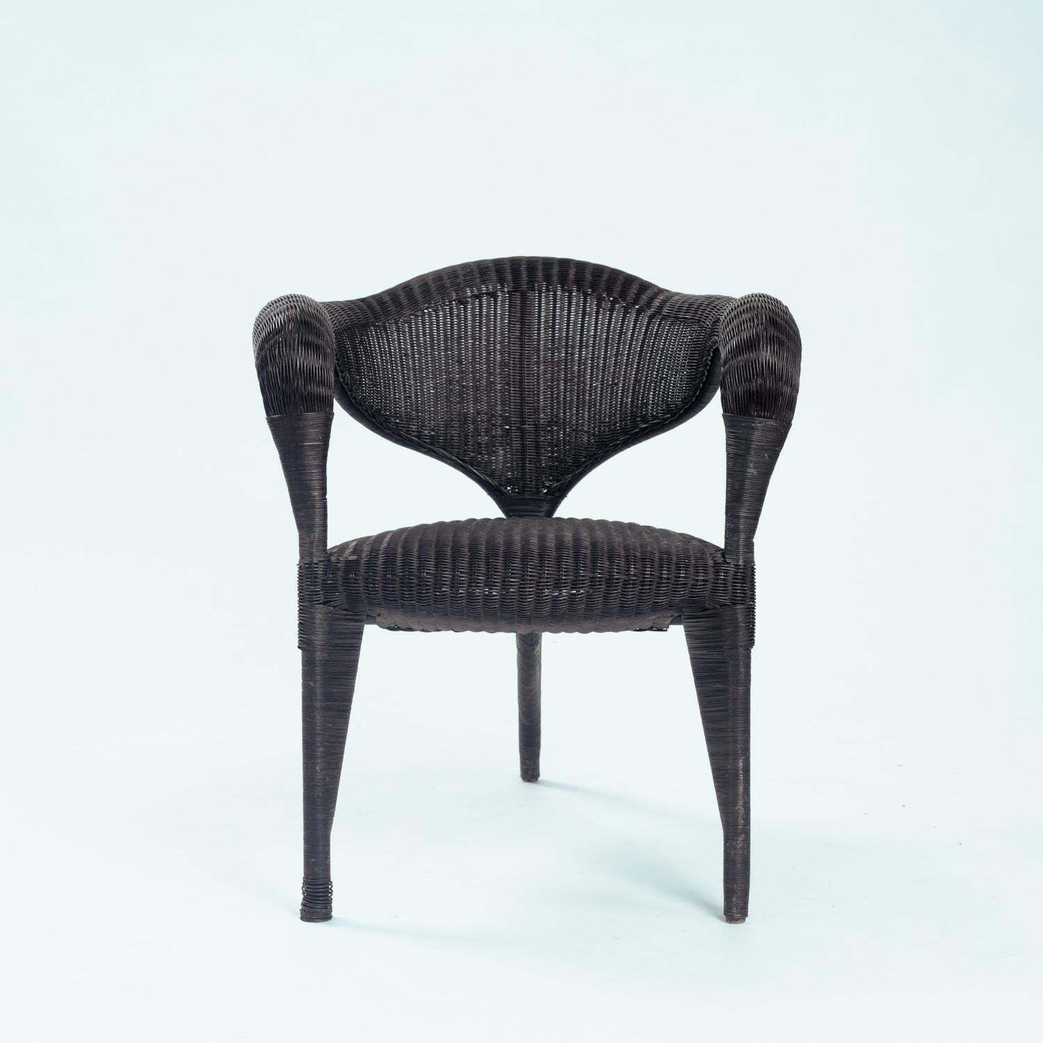 Scultural Organic Tripod Rattan Armchair, 2, 1980s photo buy