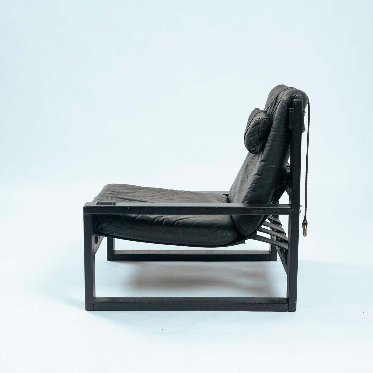 Sonja Wasseur Brutalist Easy Chairs, Ottoman In Oak With Leather Straps, Set Of2 photo buy