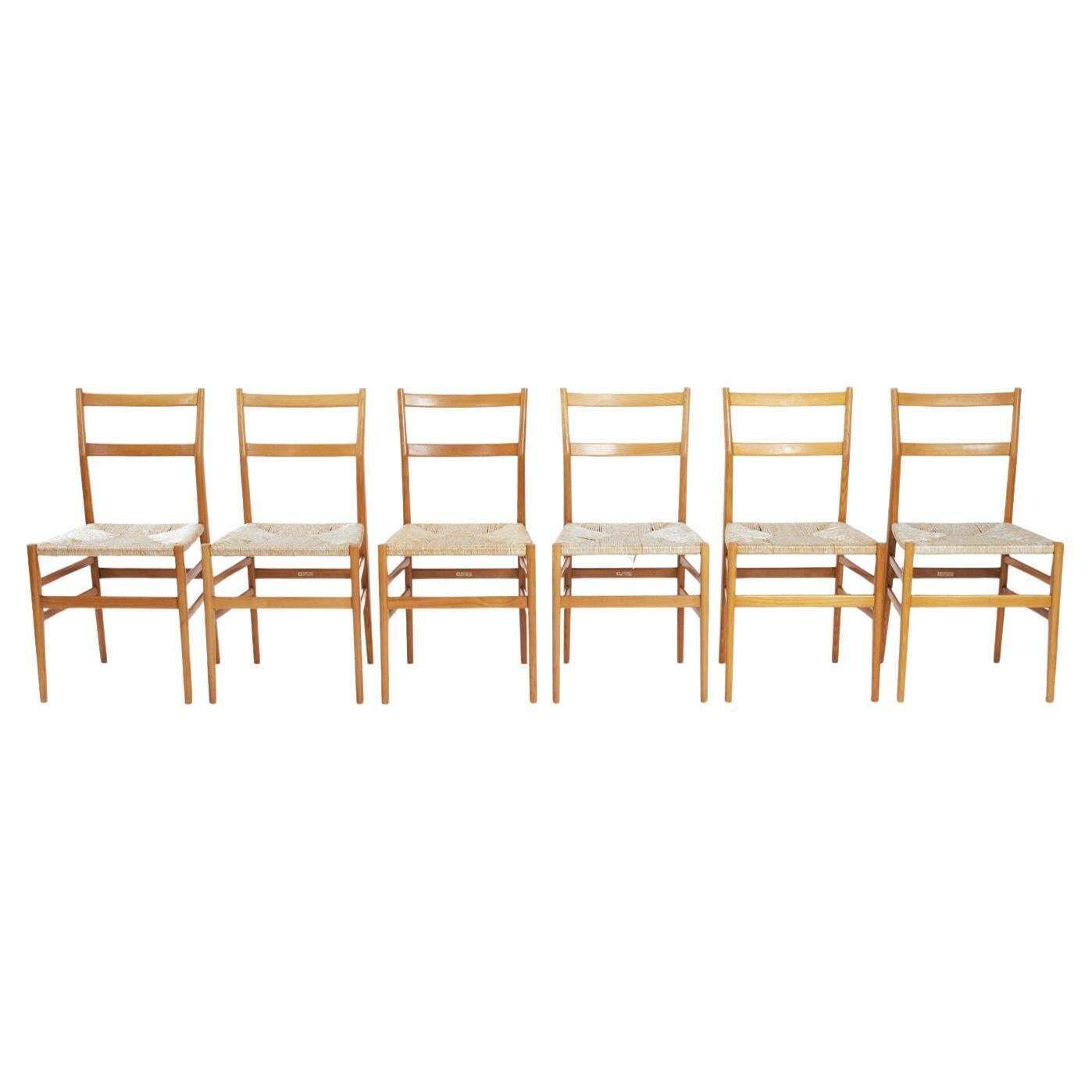 Gio Ponti Leggera Dining Chairs Cassina, Set Of 6, Italy, 1956