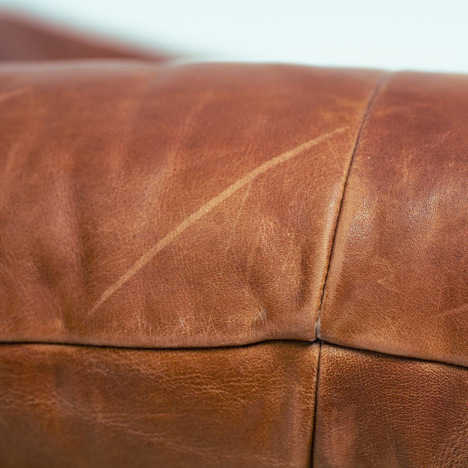 photo furniture The Rock Tall Back Rattan Loveseat Sofa By Gerard Van Den Berg Leather, 1970s