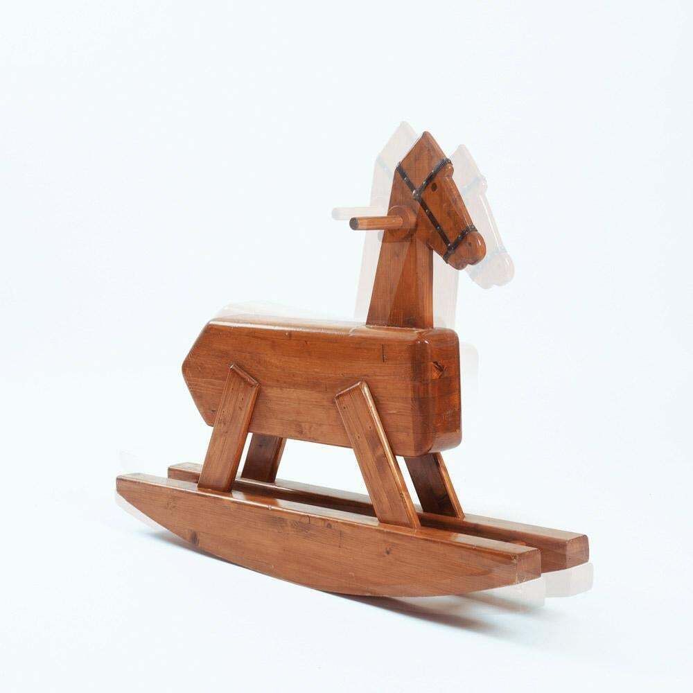 Midcentury Pinewood Rocking Horse, 1970s photo 890.0