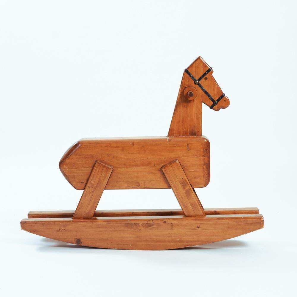Midcentury Pinewood Rocking Horse, 1970s photo vinterior
