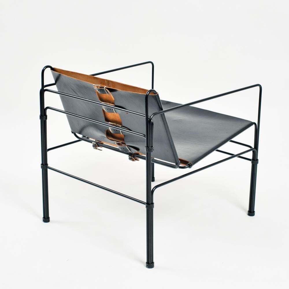 photo for sale Collectors Item Leather Steel Straps Lounge Chair Set By Jan Van Opzeeland, 3pcs