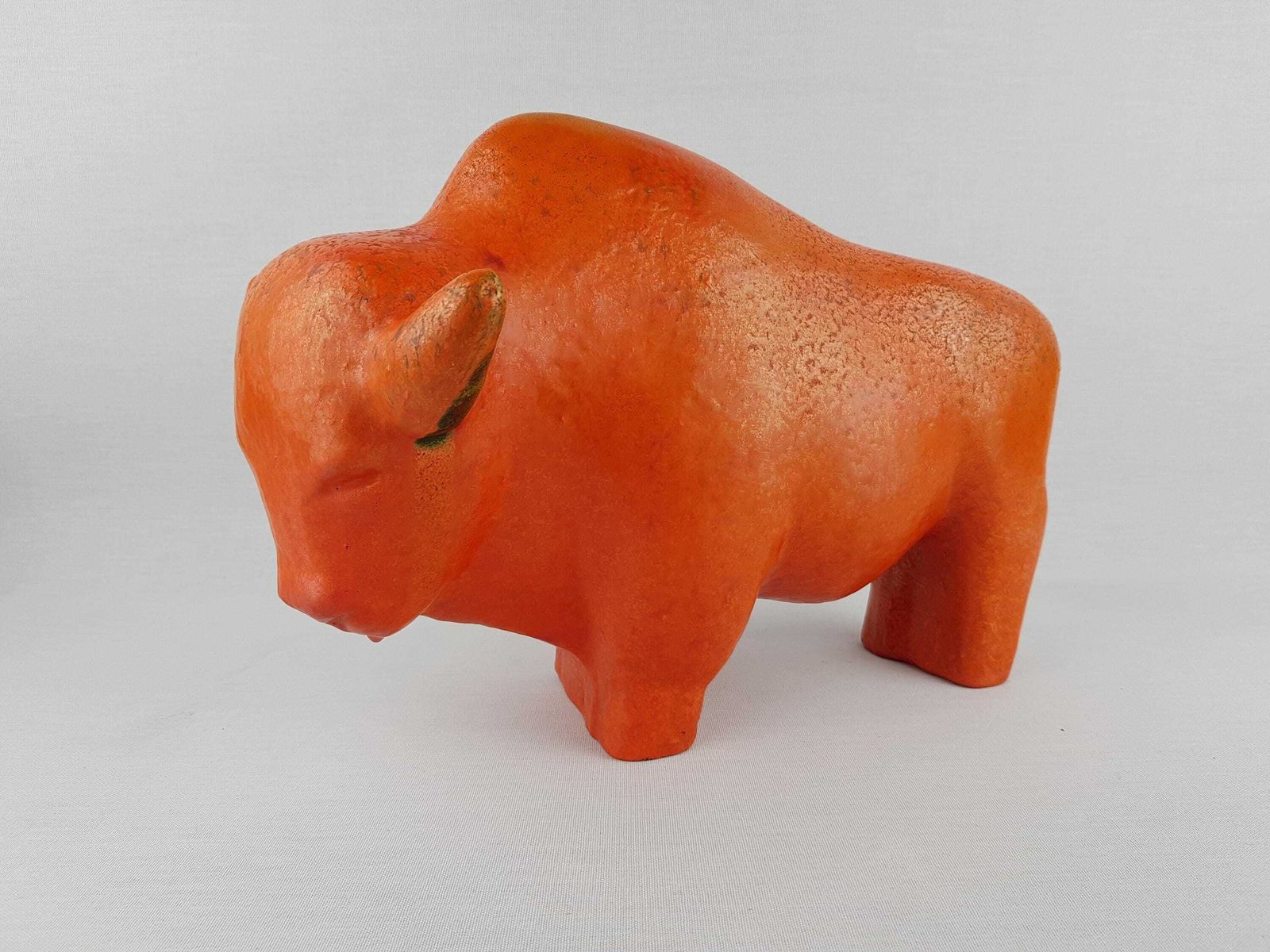 Xl Vintage Ruscha Keramik Bull With Vulkano Decor West German Pottery 1960s By Kurt Tschörner