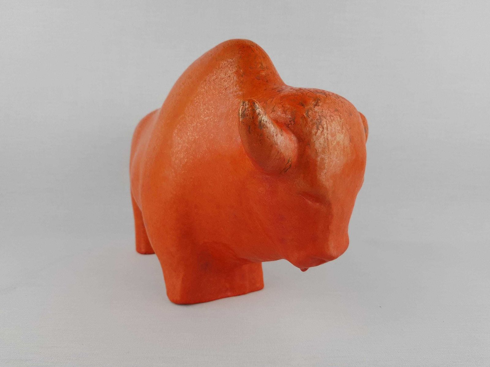 Xl Vintage Ruscha Keramik Bull With Vulkano Decor West German Pottery 1960s By Kurt Tschörner photo Art