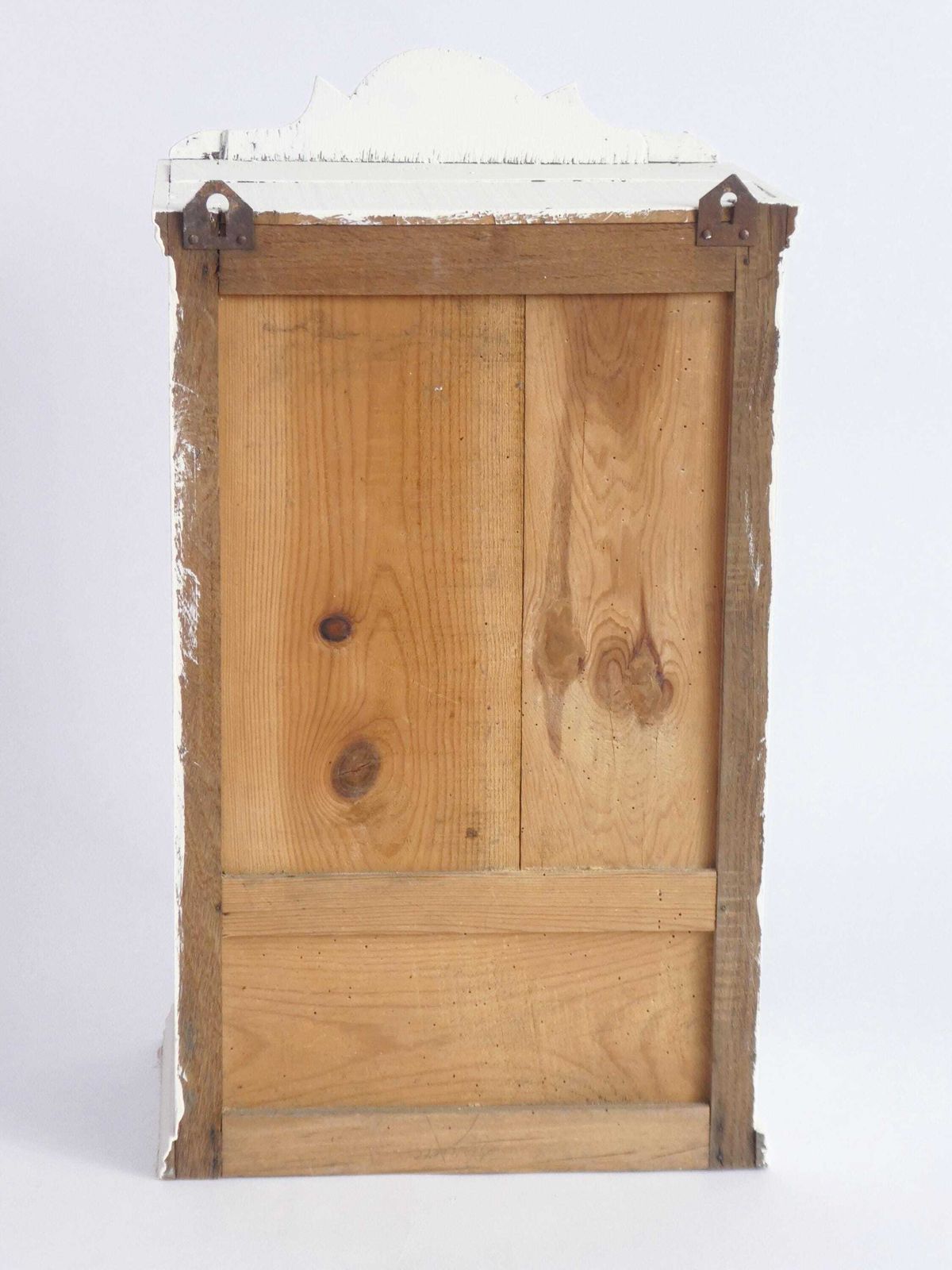 photo for sale Antique Shabby Chic Wooden Wall Cabinet With Mirror In White Colour, Distressed Apothecary With Drawer And Shelf, Painted Medicine Cabinet