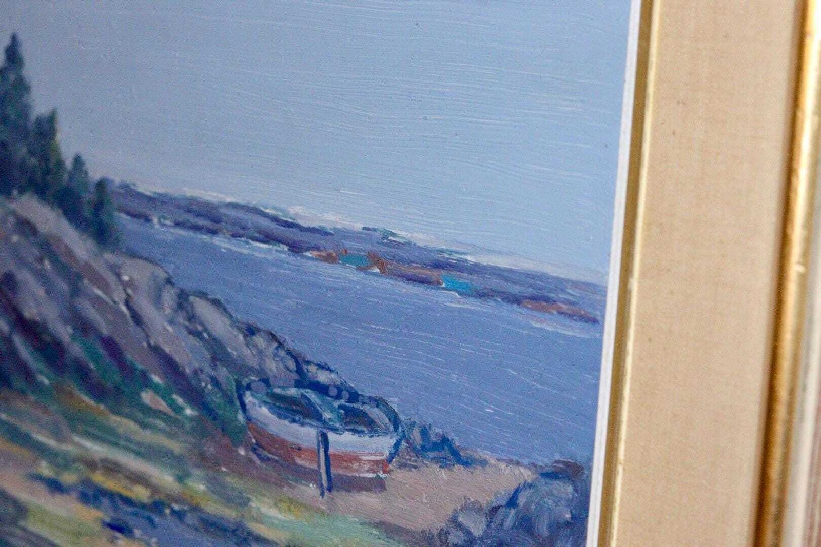 Mid 20th Century Original Swedish Oil On Panel – Landscape – Helge Andersson – Vintage & Framed, 48 X 39 Cm / 18.9 X 15.4 In photo furniture