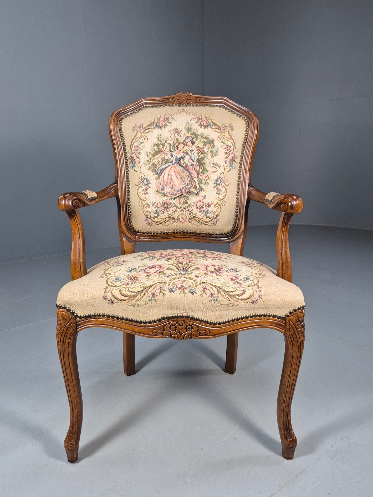 Vintage Rococo Armchair French Style Danish Made Floral 1960s Retro Eb9638 Vcar photo furniture