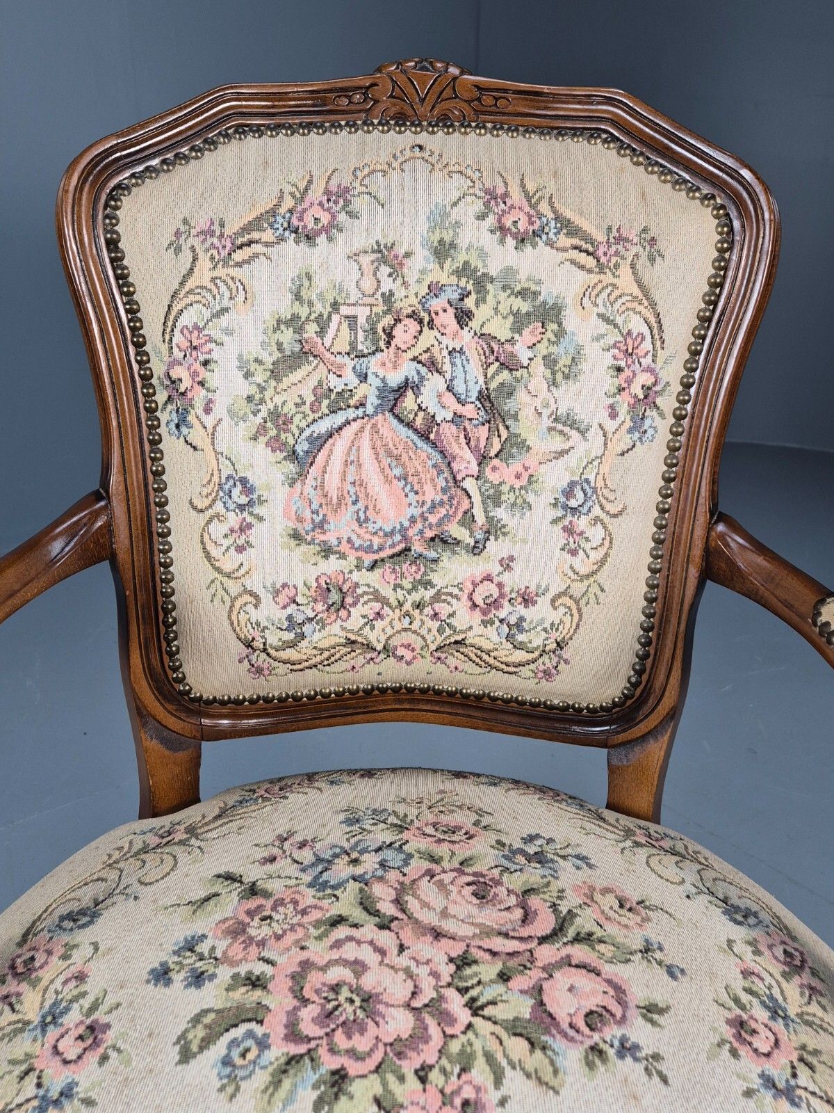 Vintage Rococo Armchair French Style Danish Made Floral 1960s Retro Eb9638 Vcar photo 175.0