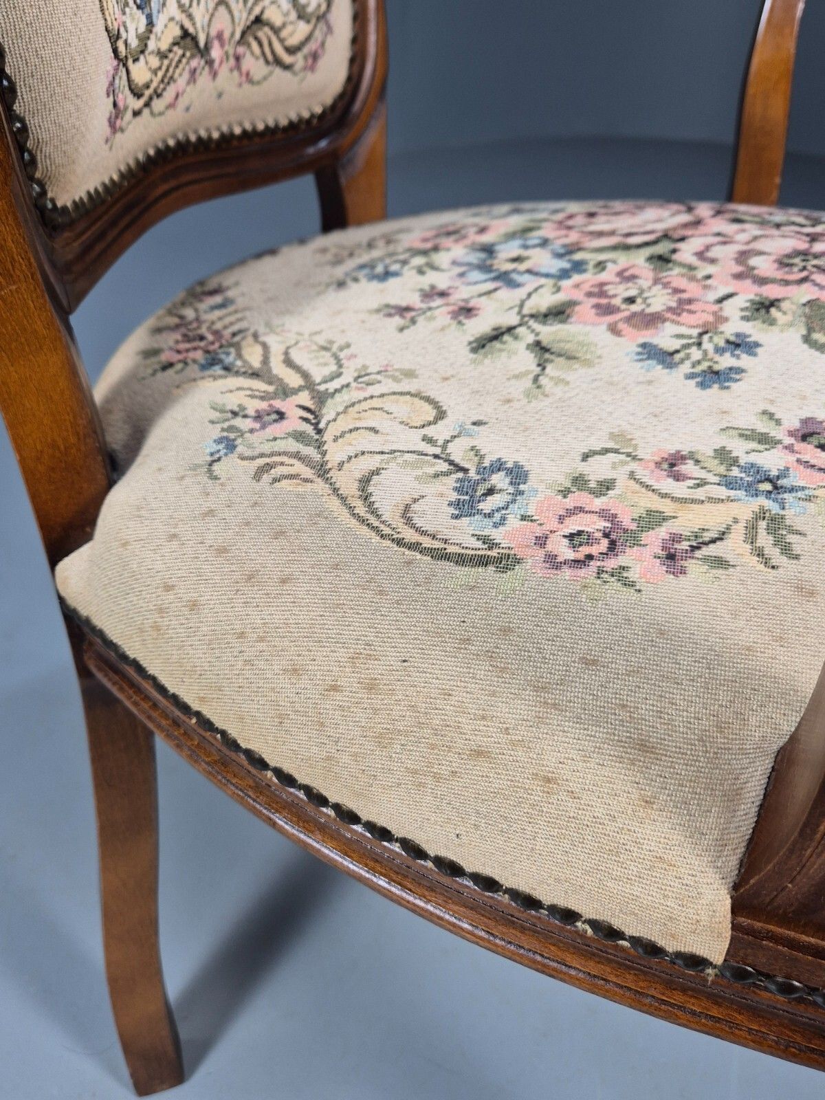 Vintage Rococo Armchair French Style Danish Made Floral 1960s Retro Eb9638 Vcar photo vintage