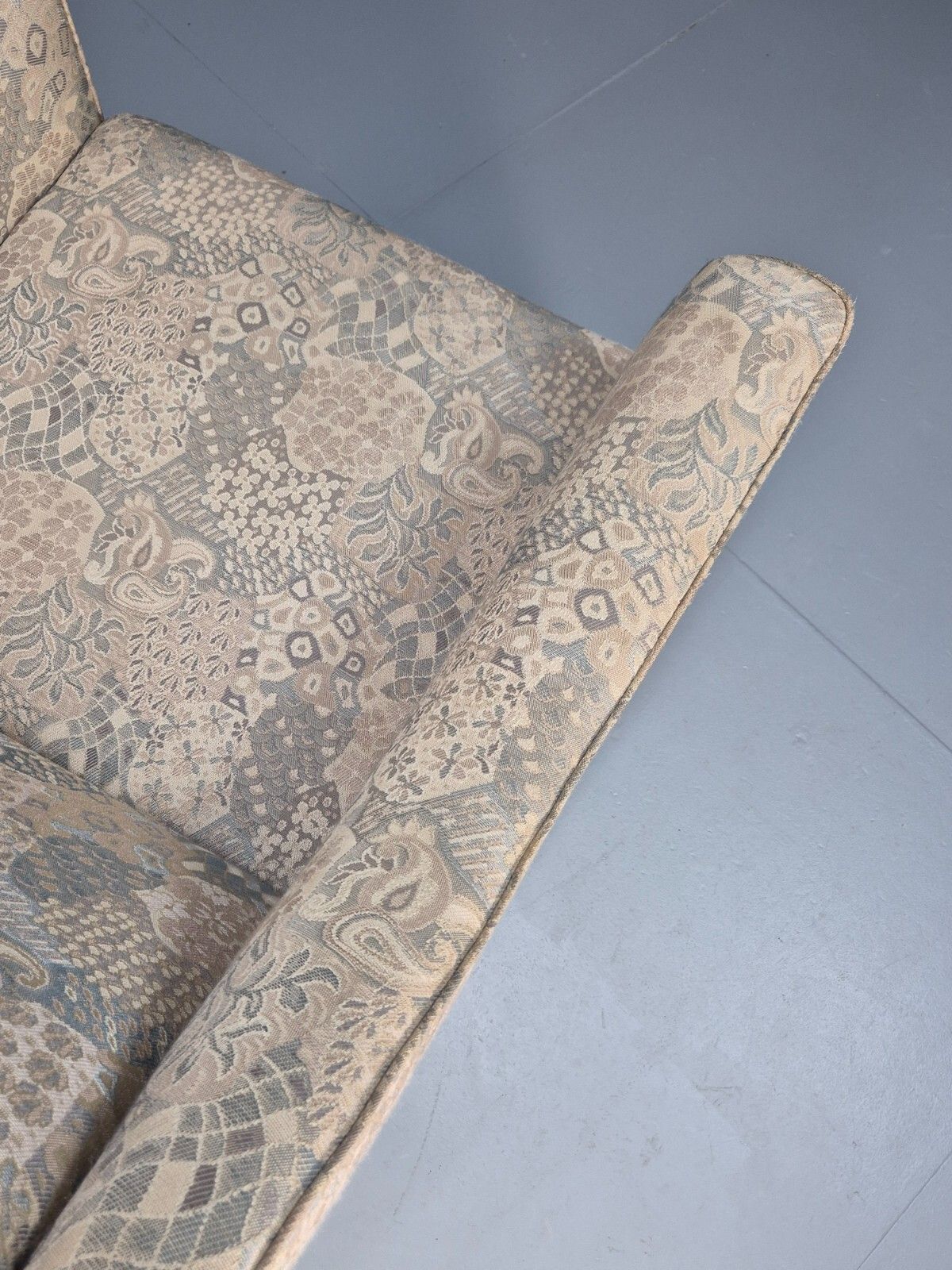 Furniture Vintage Danish Lounge Chair Abstract Floral 1980s Material Retro Eb09600 Mnor photo