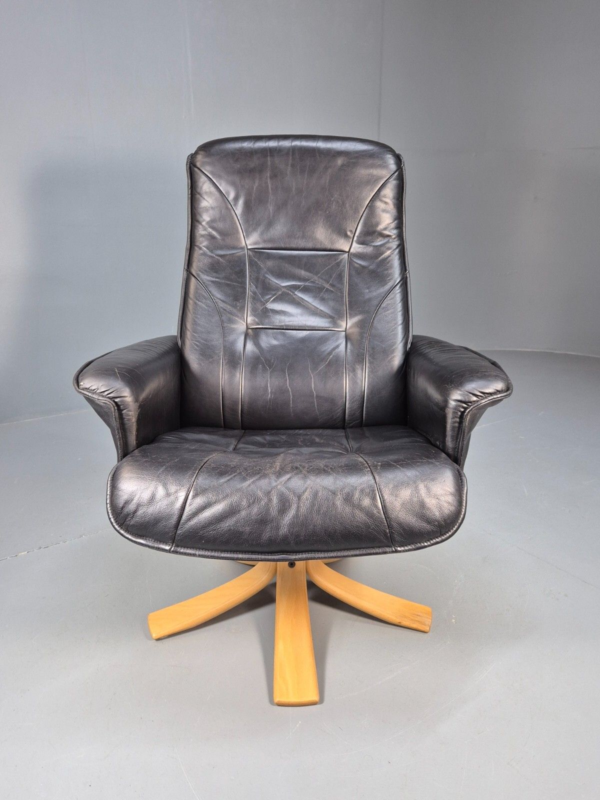 Vintage Danish Swivel And Recline Lounge Chair Bentwood Base 1980s Eb9237 Mswi photo furniture