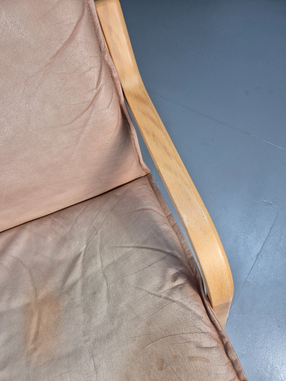 Vintage Stouby  Tan Leather And Bentwood Lounge Chair 1980s Retro Eb9293 Mben photo Furniture