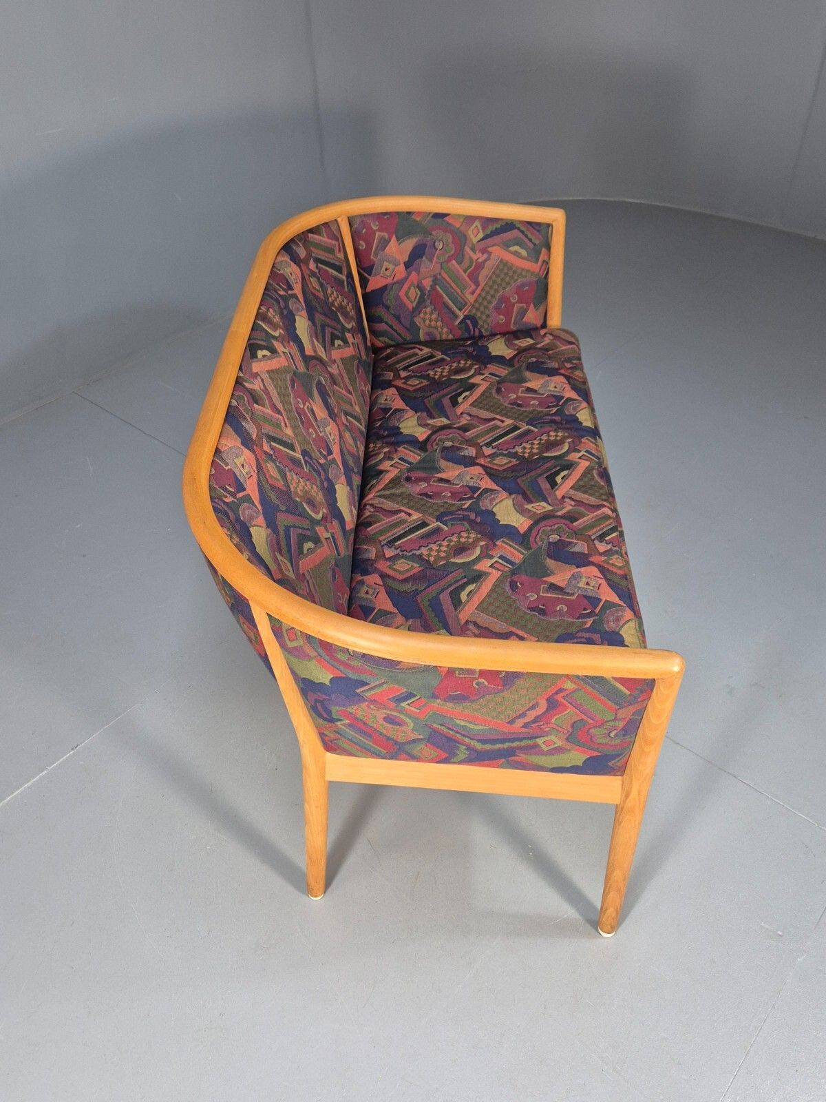 450.0 Vintage 2 Seater Sofa Curved Beech Frame Multicoloured 1980s Danish Eb9290 M2ss photo