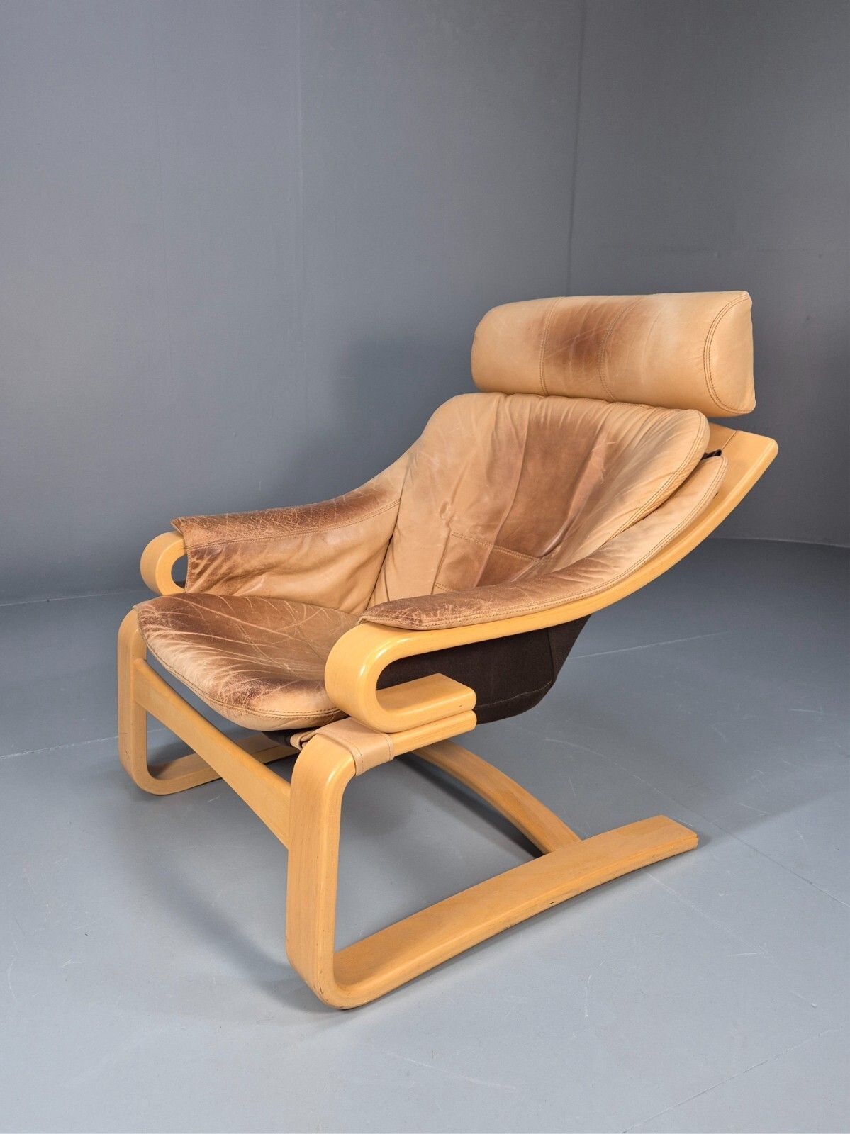 Vintage Danish Skippers Bentwood And Leather Apollo Lounge Chair Eb9268 Mben