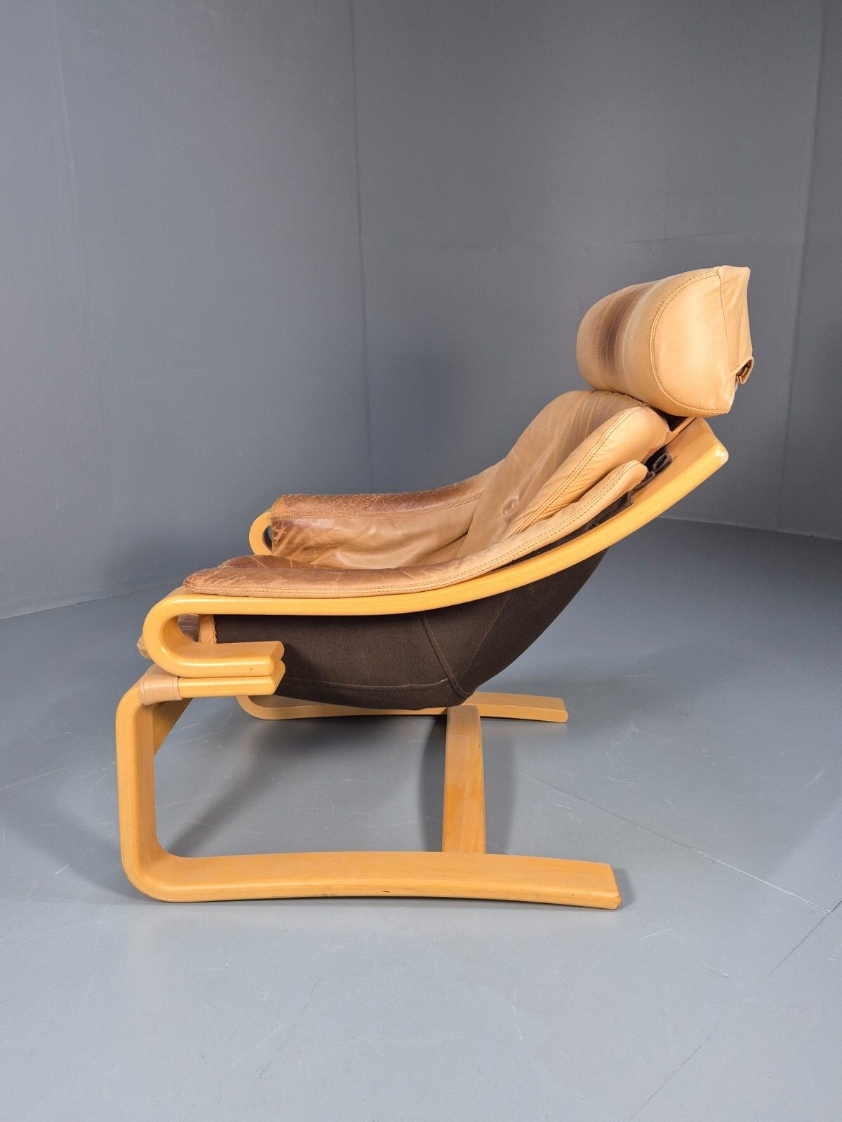 Furniture Vintage Danish Skippers Bentwood And Leather Apollo Lounge Chair Eb9268 Mben photo