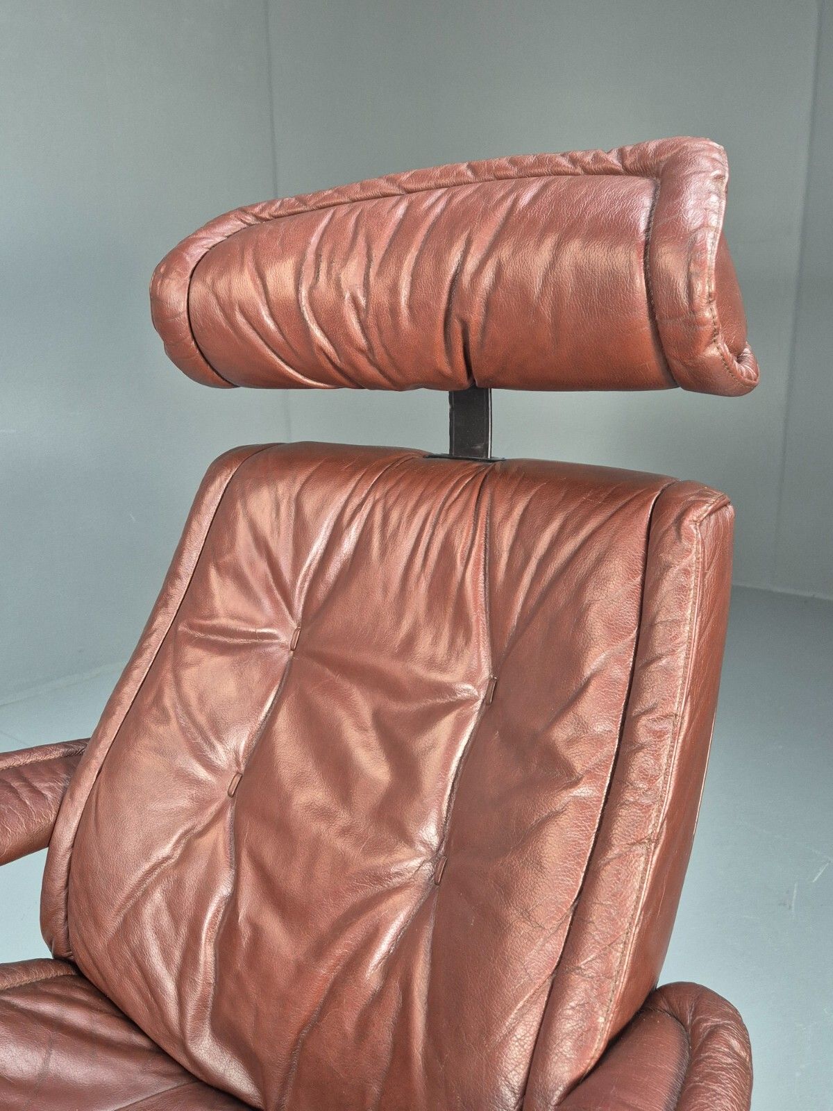 photo vinterior Brown Leather Ekorness Stressless Swivel Reclining Chair Vintage Eb9279 Mswi