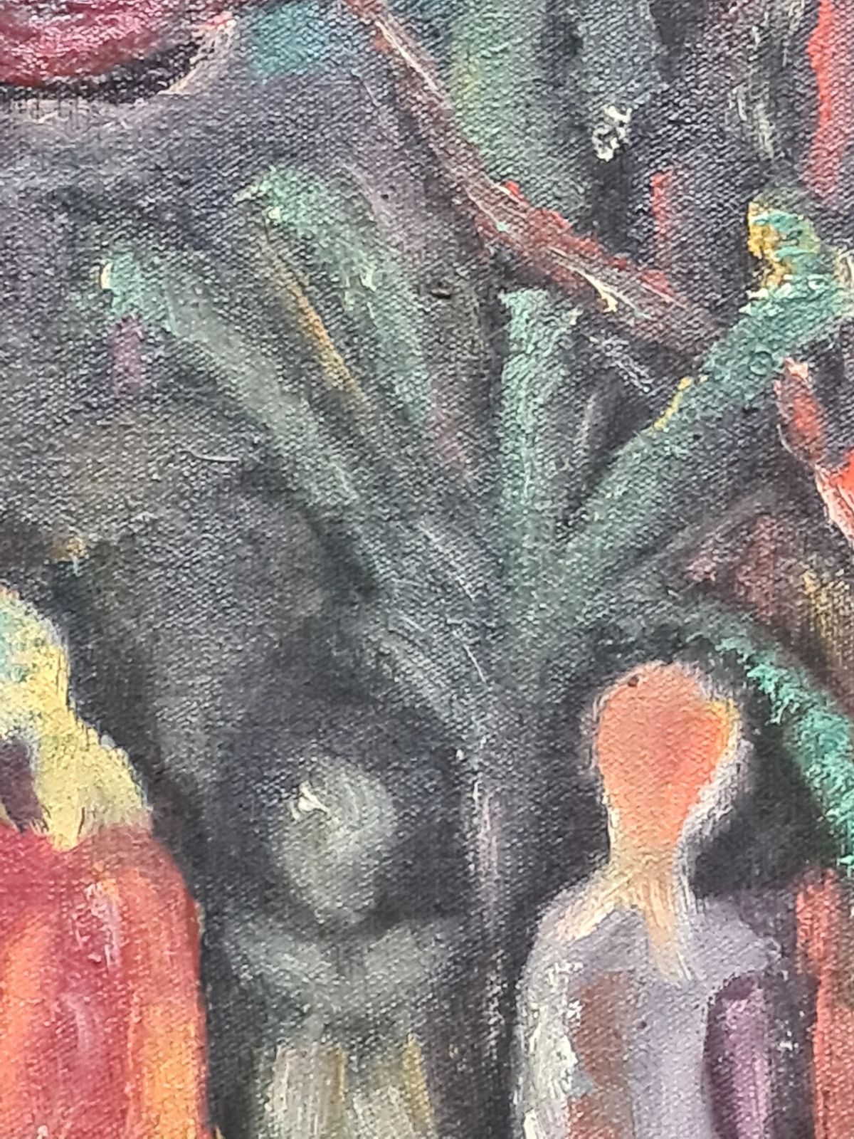 Colourful Expressionist Fauvist Market Scene From 1968 By A Monis photo vinterior