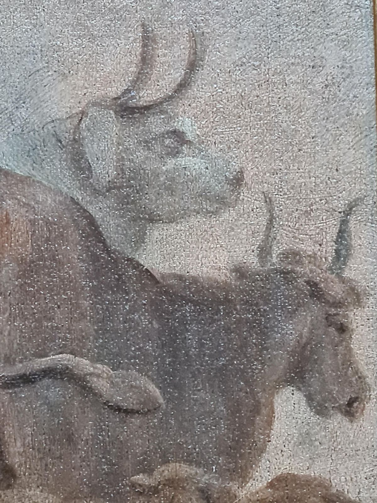 photo furniture Rococo Pastoral Landscape, Figures, Oxen And Sheep Circle Of Saverio Della Gatta