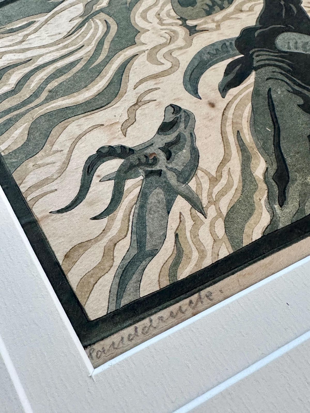 Norbertine Bresslern Roth 1891 1978 Woodcut Signed In Pencil Signature And Handdrucke The Flood.Size Of Image 26.5 X 29.5cm photo vinterior