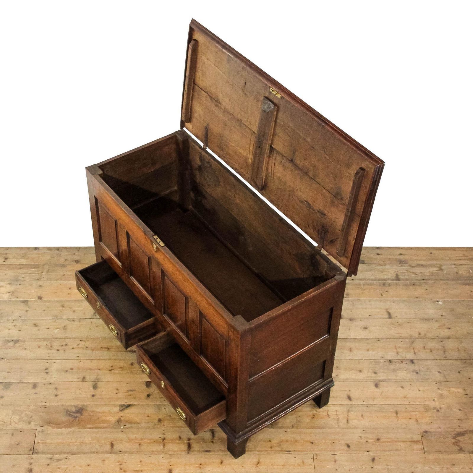 Antique 18th Century Oak Mule Chest | Blanket Box | Antique Storage | Trunks And Chests | Storage Box photo vinterior