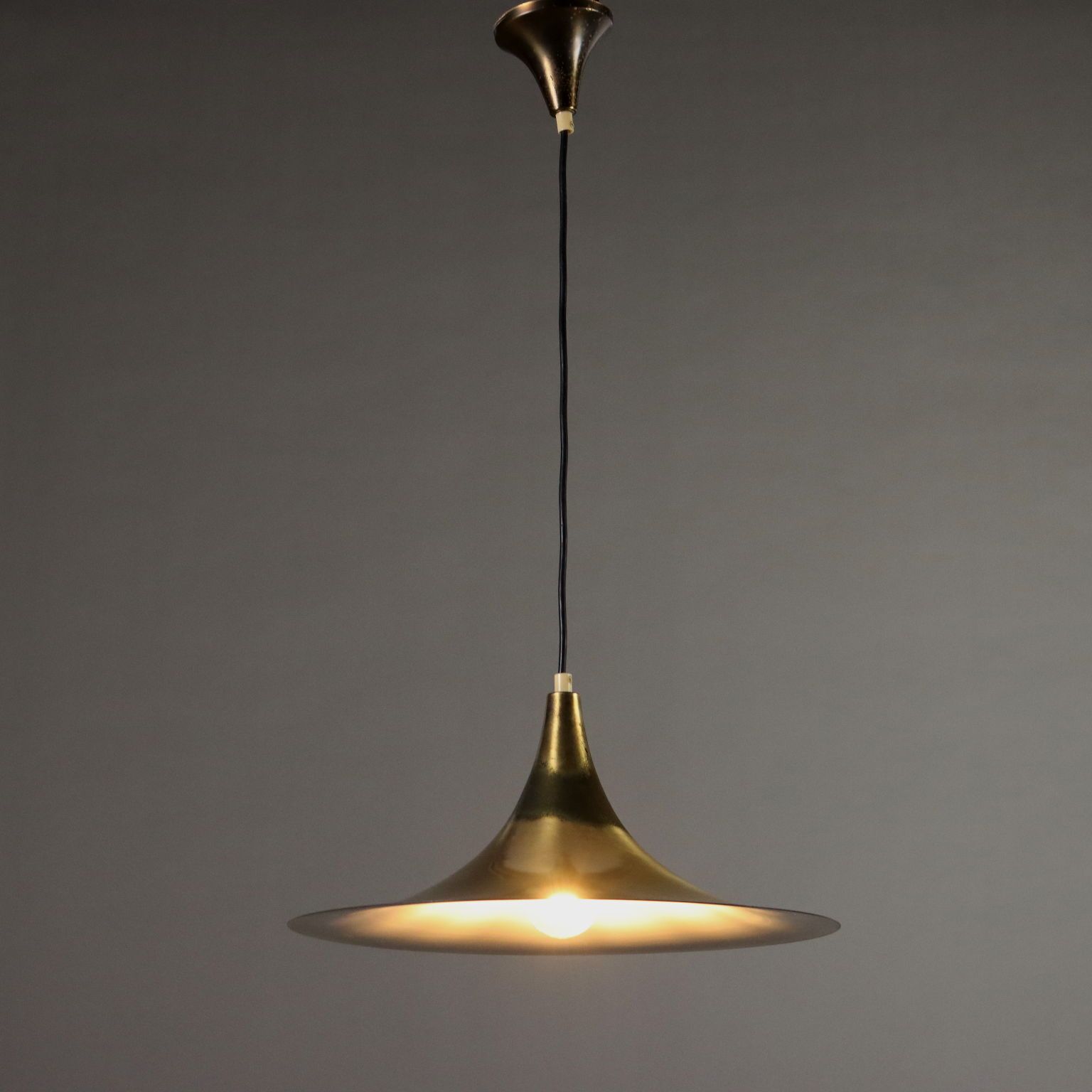 Vintage Lamp Brass Plated Aluminium Design Italian Manufacture 1960s