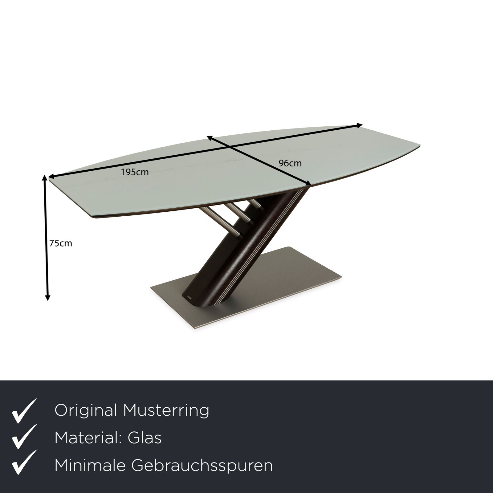 Musterring Rosario Glass Dining Table Dark Brown Wood Metal photo furniture