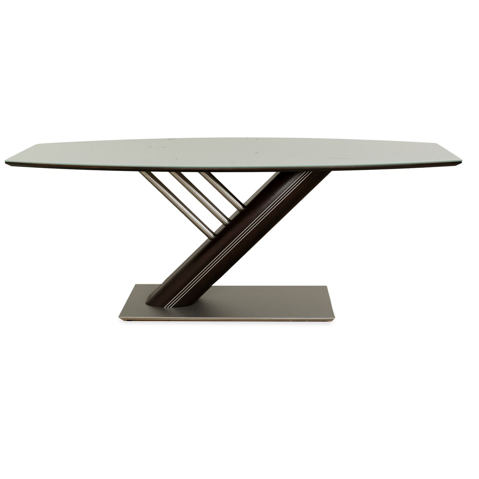 photo furniture Musterring Rosario Glass Dining Table Dark Brown Wood Metal