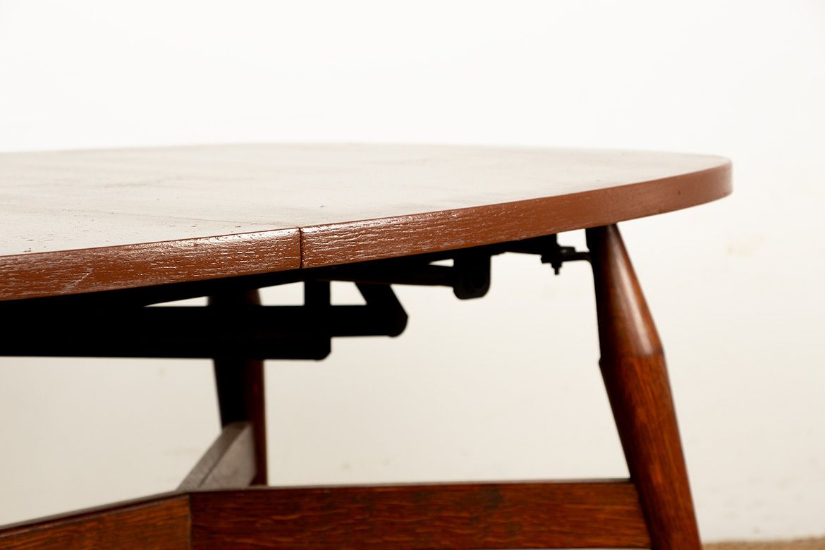 photo furniture Table danoise haute et basse en teck et bois laqué brun, modèle Smørrebrød, 1960.