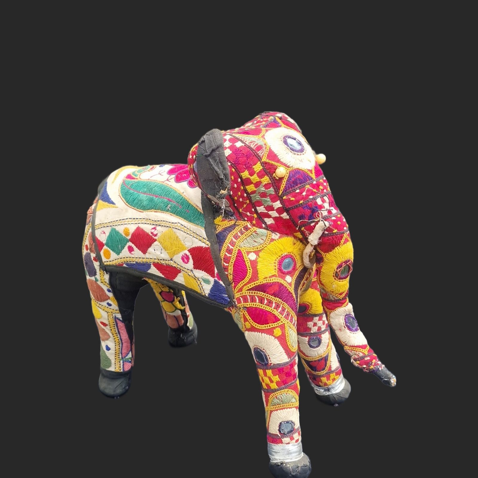 Vintage Rajasthani Embroidered Elephant Pair Handcrafted Textile Sculptures From India photo 300.0