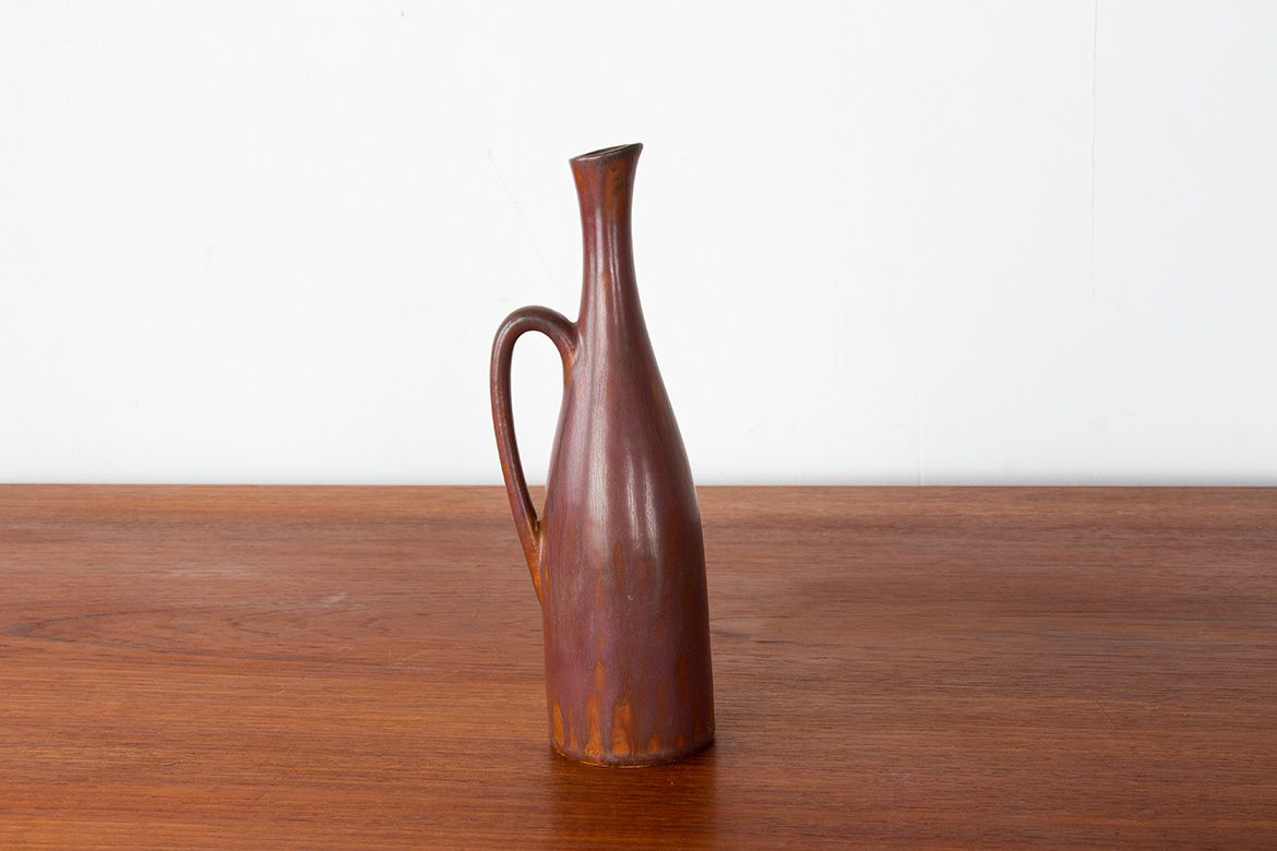 Vase en céramique émaillée brune par Gunnar Nylund pour Rörstrand, Suède, 1960. photo Décoration