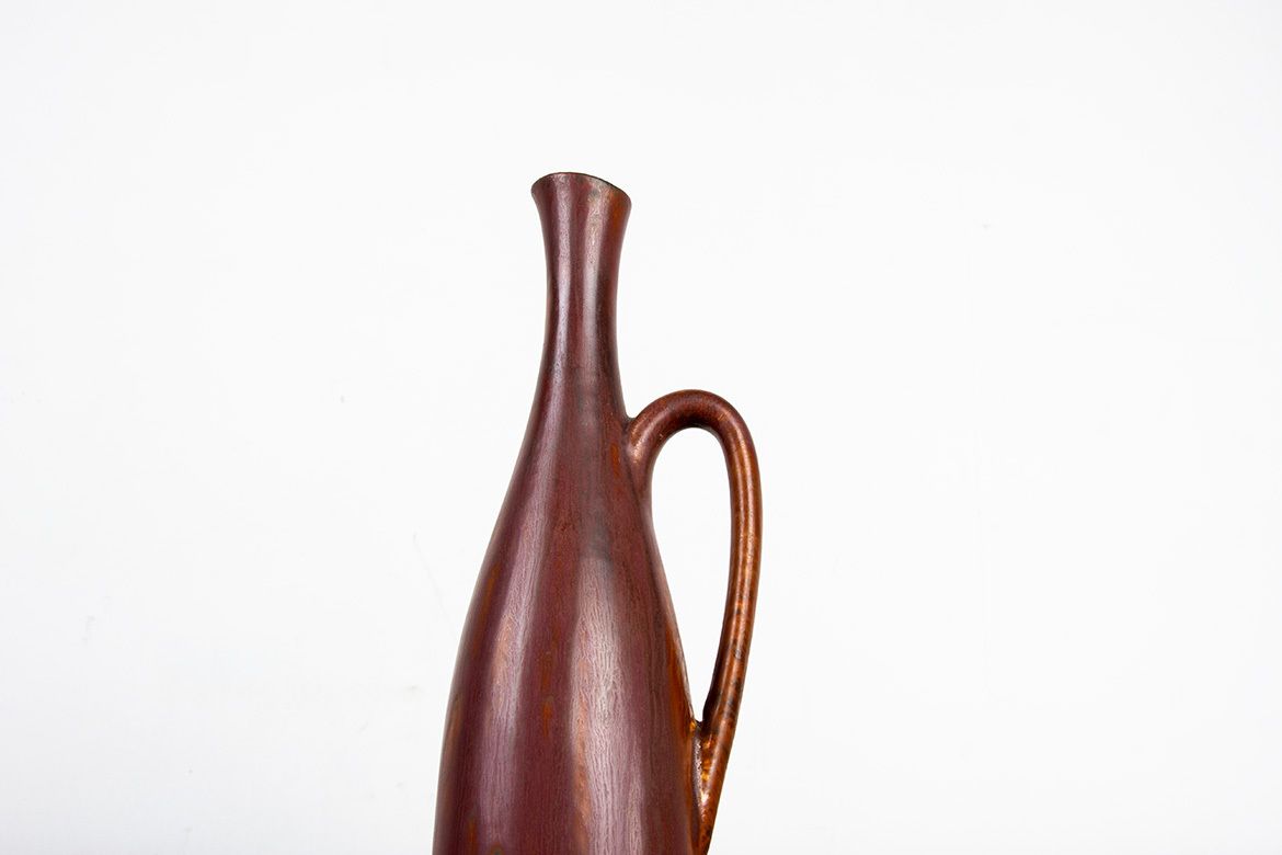 Brown Glazed Ceramic Vase By Gunnar Nylund For Rörstrand Sweden 1960. photo vinterior