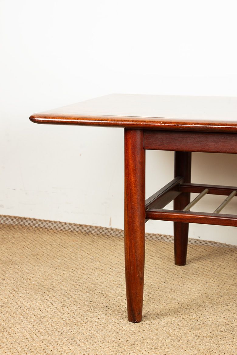 Rosewood And Metal Tube Coffee Table, On Two Levels, Denmark 1960s. photo 1700.0