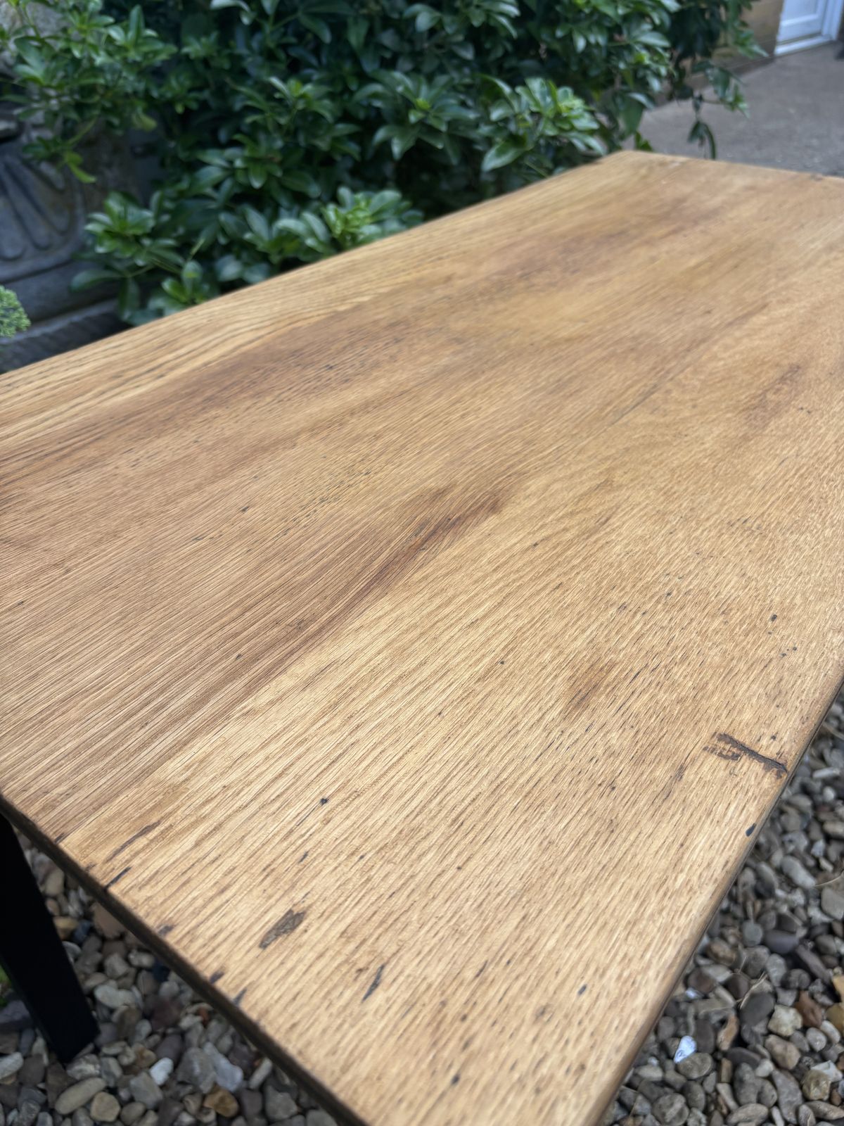 Vintage Oak School Table Restyled Waxed With Matt Black Legs photo furniture