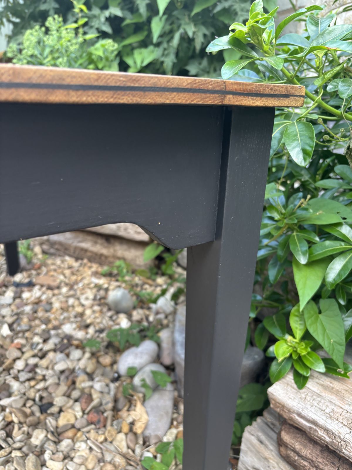 Vintage Oak School Table Restyled Waxed With Matt Black Legs photo buy