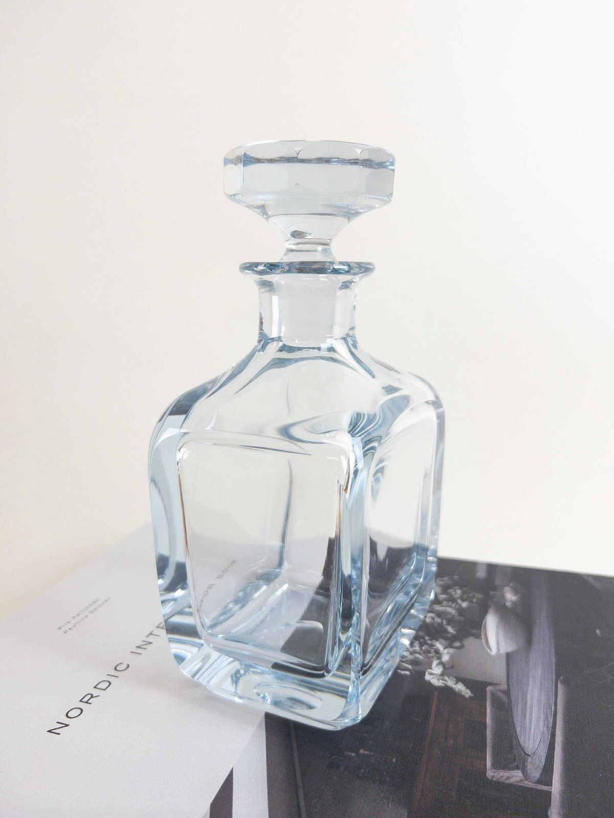 Strombergshyttan Crystal Decanter   Ice Blue Swedish Liquor Decanter   Signed Mid Century Luxurious Decanter photo vinterior