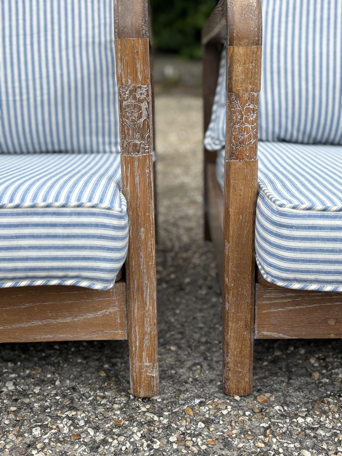 Pair Of Reclining Outdoor Garden Armchairs In The Manner Of Liberty & Co photo furniture