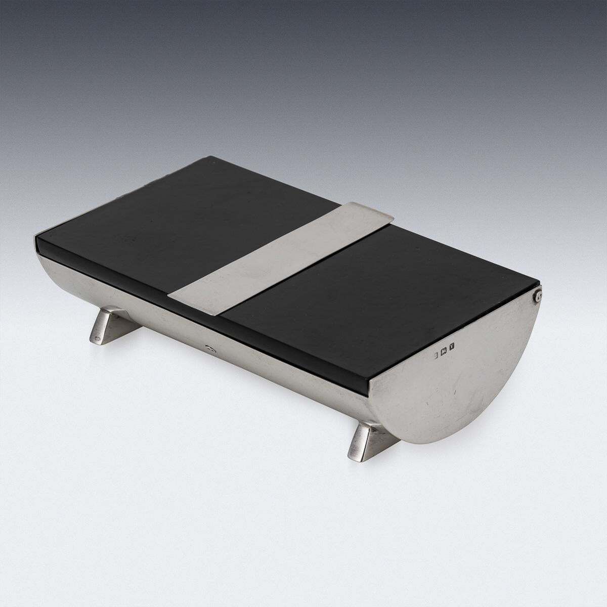 Antique 20thc English Art Deco Solid Silver & Lacquer Cigarette Box C.1920 photo 2033.0