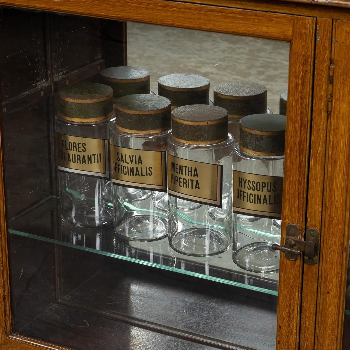 Antique 20th Century French Scumbled Pine & Glass Pharmacy Cabinet C.1900 photo vintage
