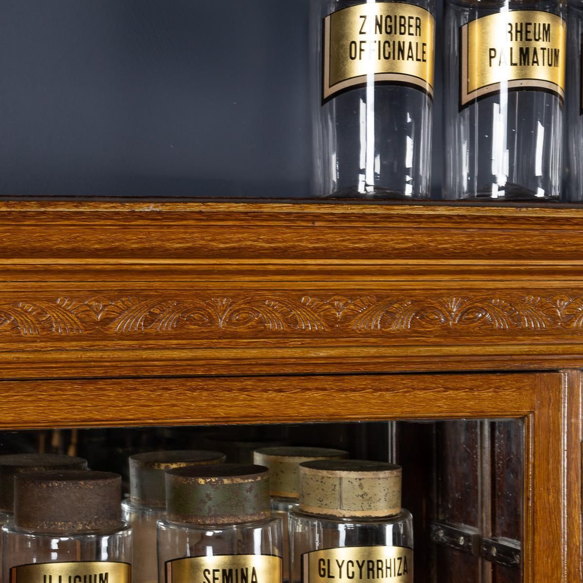 photo buy Antique 20th Century French Scumbled Pine & Glass Pharmacy Cabinet C.1900